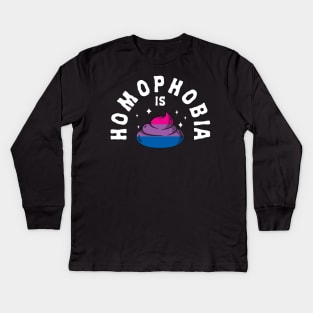 Homophobia Is Poop LGBT Funny Bi Pride Kids Long Sleeve T-Shirt